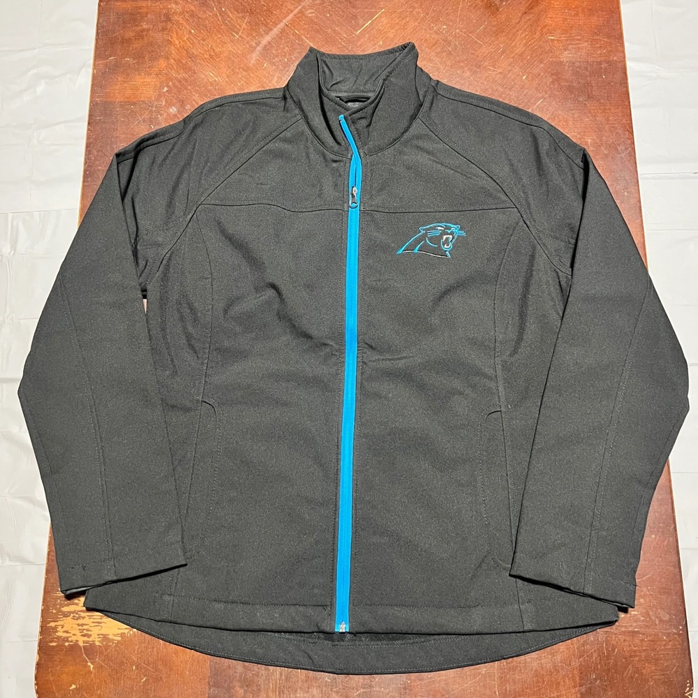 NFL Team Apparel Carolina Panthers Women Large Black Full Zip Softshell Jacket